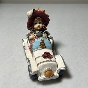 Vintage Bitco Imports Victorian Girl with Car Figurine